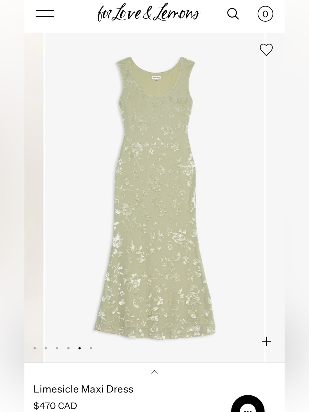 For Love and Lemons Limesicle Vintage-Inspired Soft Romantic Garden Maxi Dress S